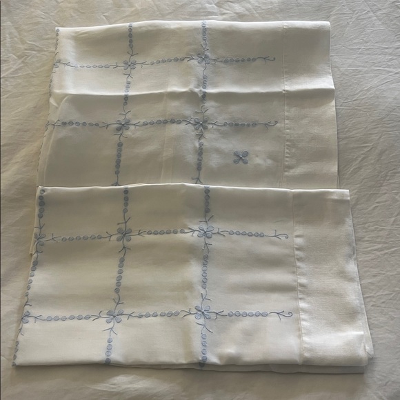 White and blue pillow case  with Blue Embroidery - Picture 3 of 3